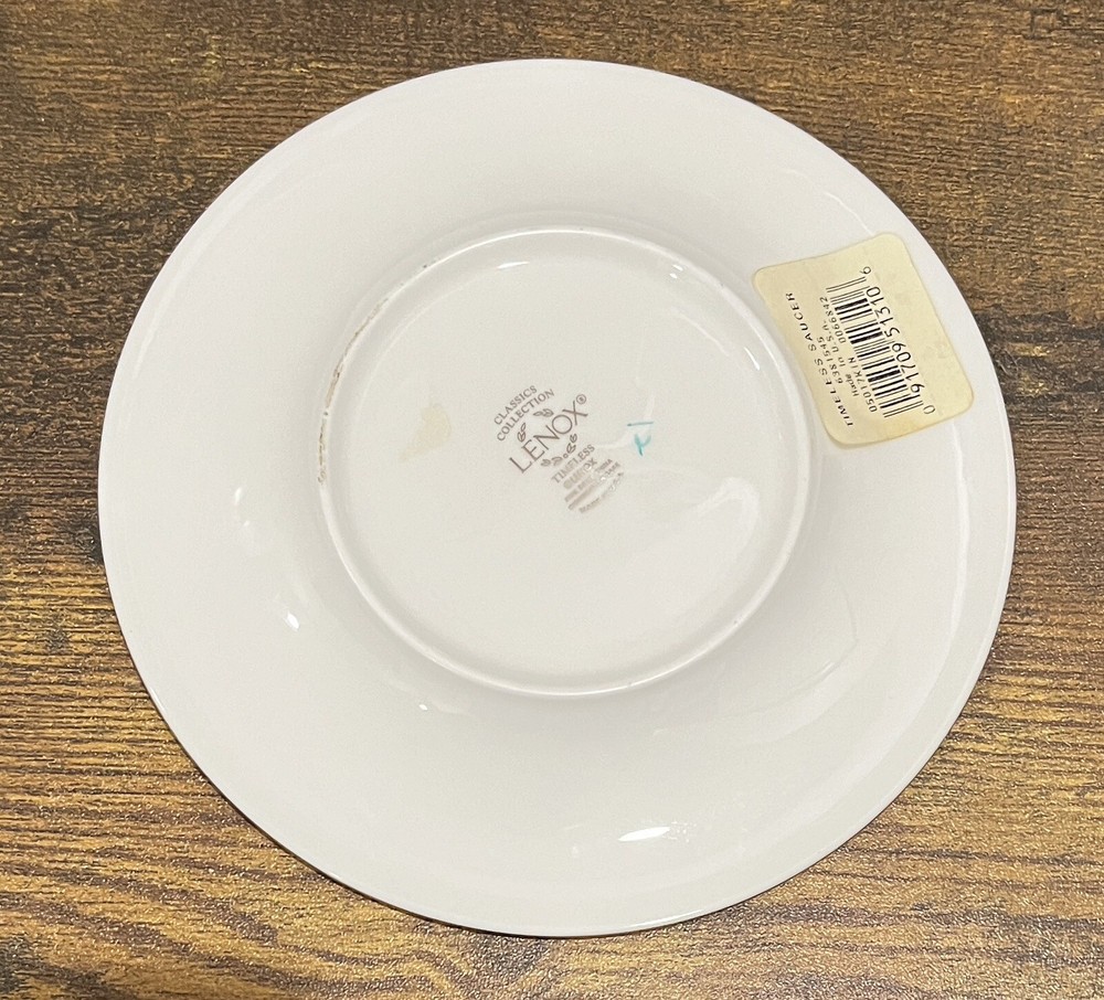 NWT Lenox Timeless Classics Collection White Bone China Tea Saucer Replacement