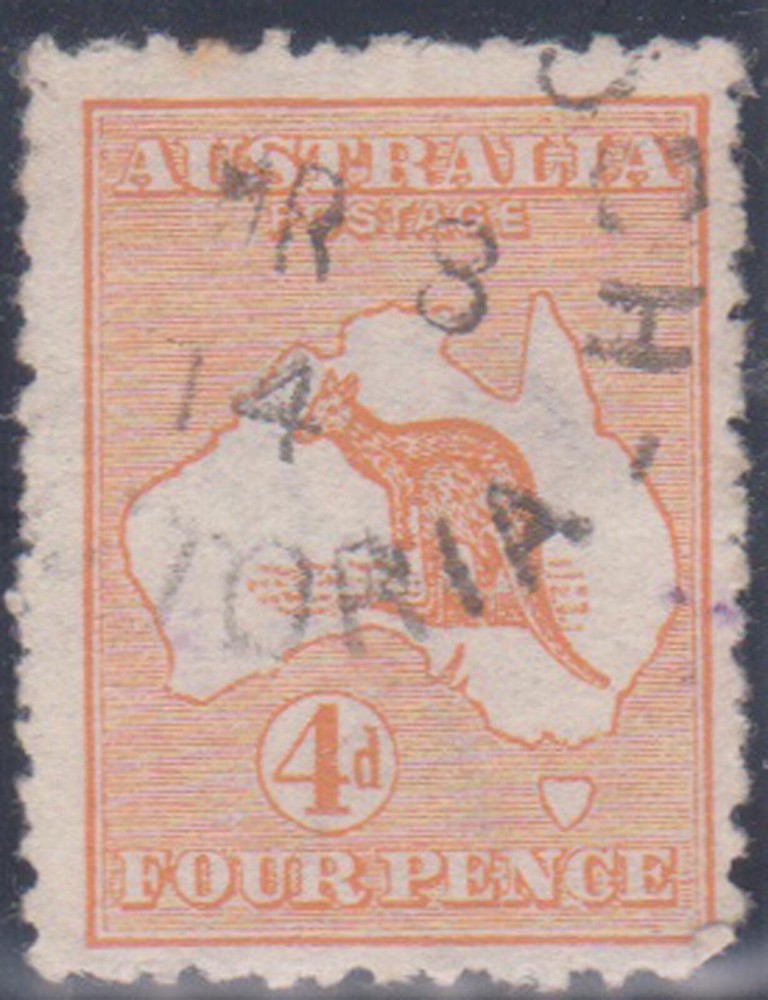 (F236-115) 1913 v4d orange Kangaroo stamp (DO)