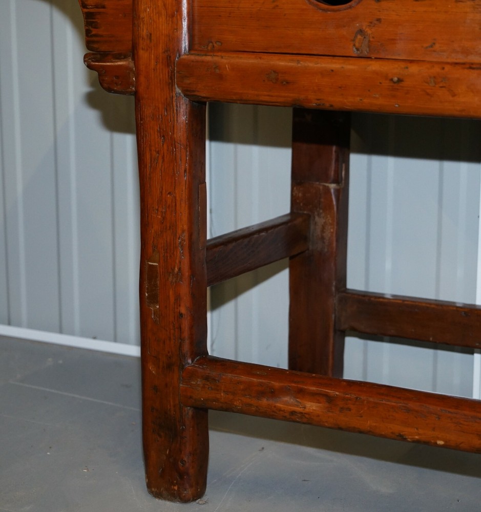 ANTIQUE CHINESE TEMPLE ALTER SIDEBOARD WITH CUPBOARDS IN SOLID TEAK REDDISH