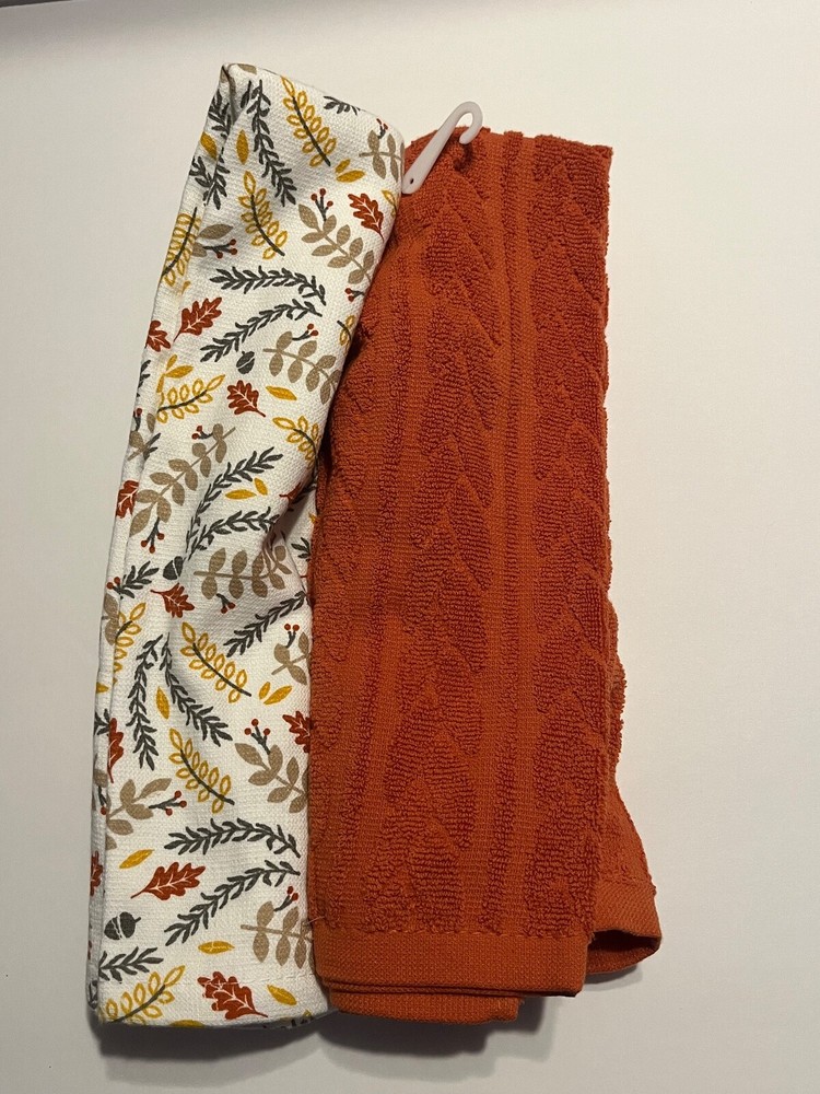 Fall/Harvest Kitchen Towels 2 pack Let’s Stay In Pumpkin
