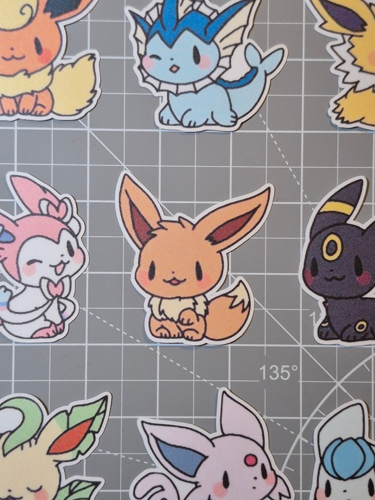 Eeveelution Stickers Matte Lamination Texture Cute Eevee Sticker Decal Pack