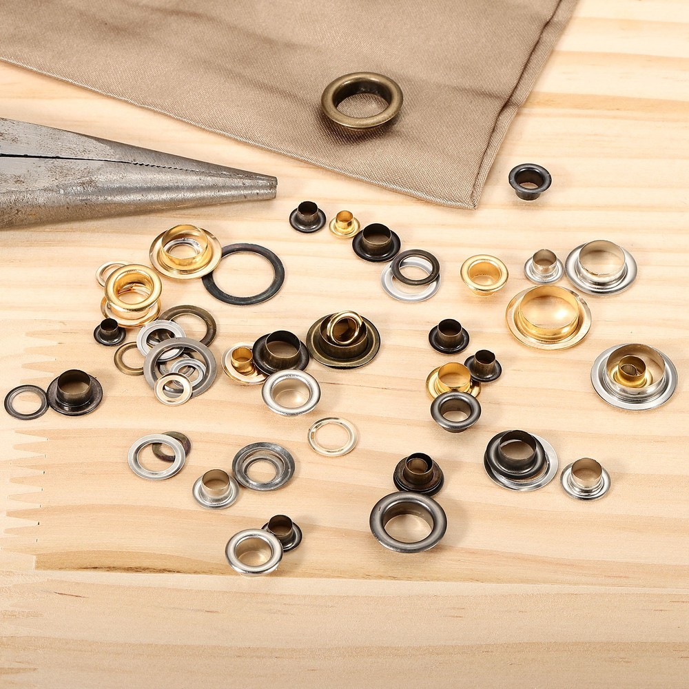 200 Sets Grommets Eyelets, 6mm Brass Self Backing Eyelets, Black