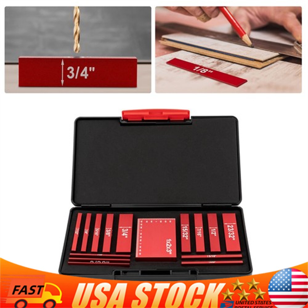Setup Blocks Woodworking Tools - 15-Piece Gauge Block Set with Precise