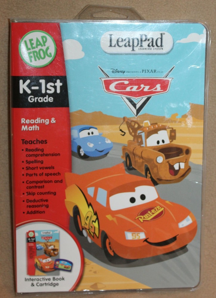 LeapPad Learning System Leap Frog Cars K-1st Reading & Math Interactive Book & C