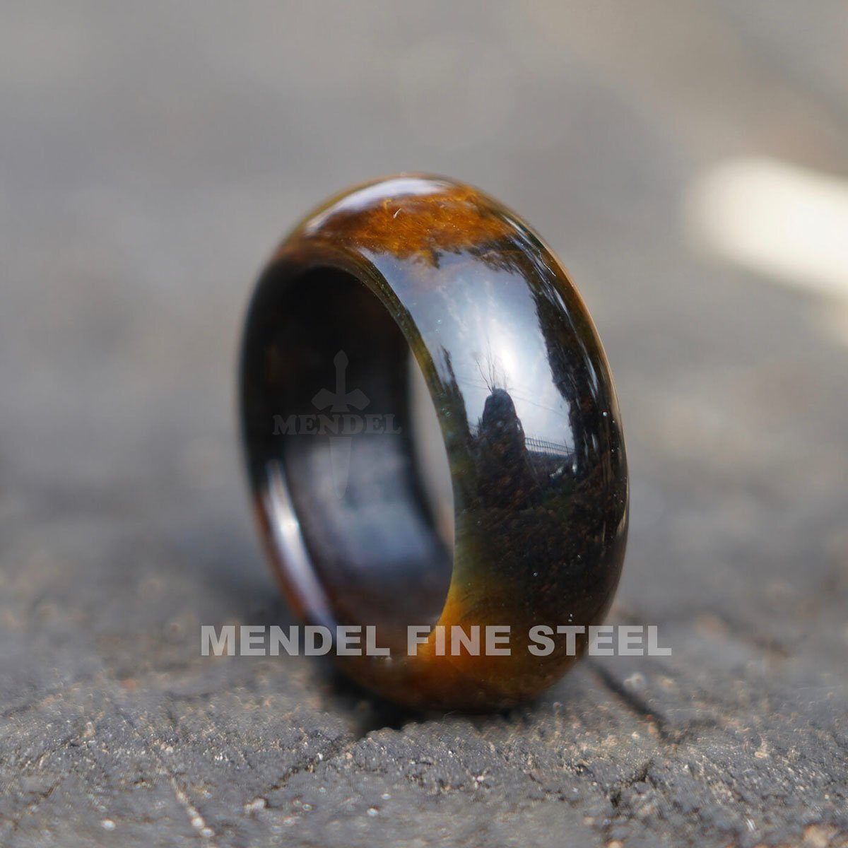 MENDEL Mens Gemstone Tiger Eye Stone Band Ring For Men Women Size 7 8 9 10 11 12
