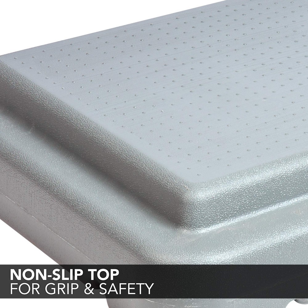 The Step (Made in USA) 4 Inch Stackable Aerobic Exercise Platform (Grey) with No