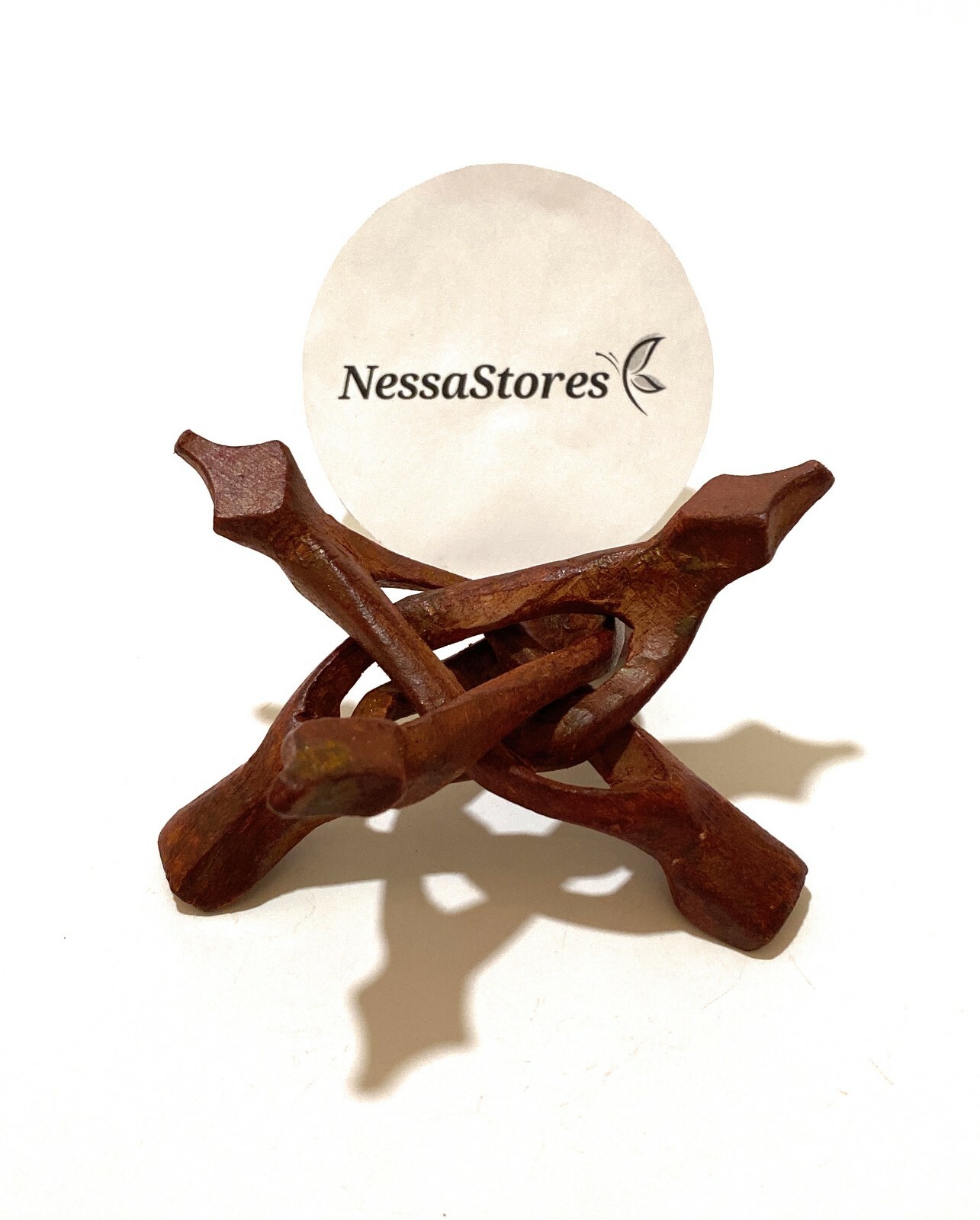 NessaStores Carved Tripod Wood Stand Holder 4" (63 pcs) #JC-45