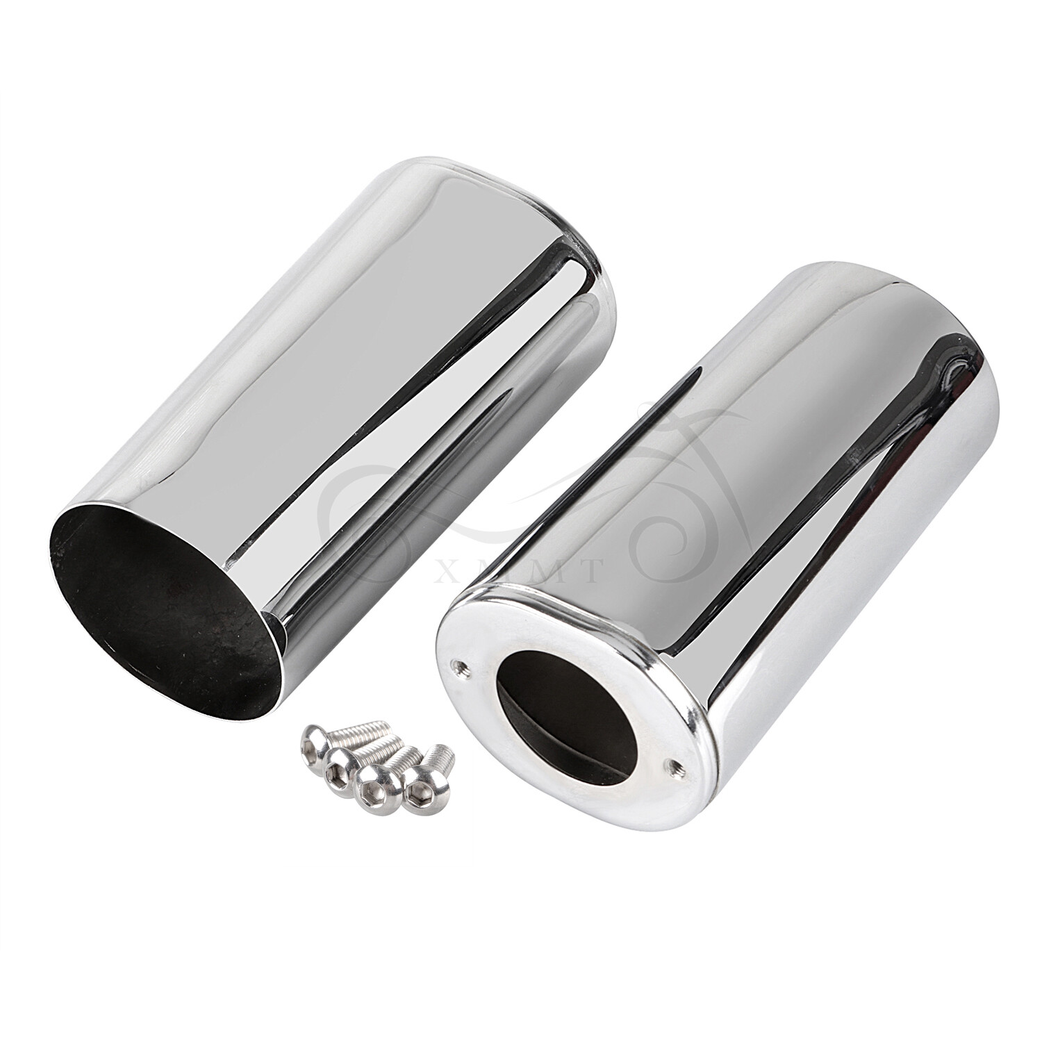 Chrome Fork Boot Slider Cover Cow Bells For Harley Street Glide Road King FLHR