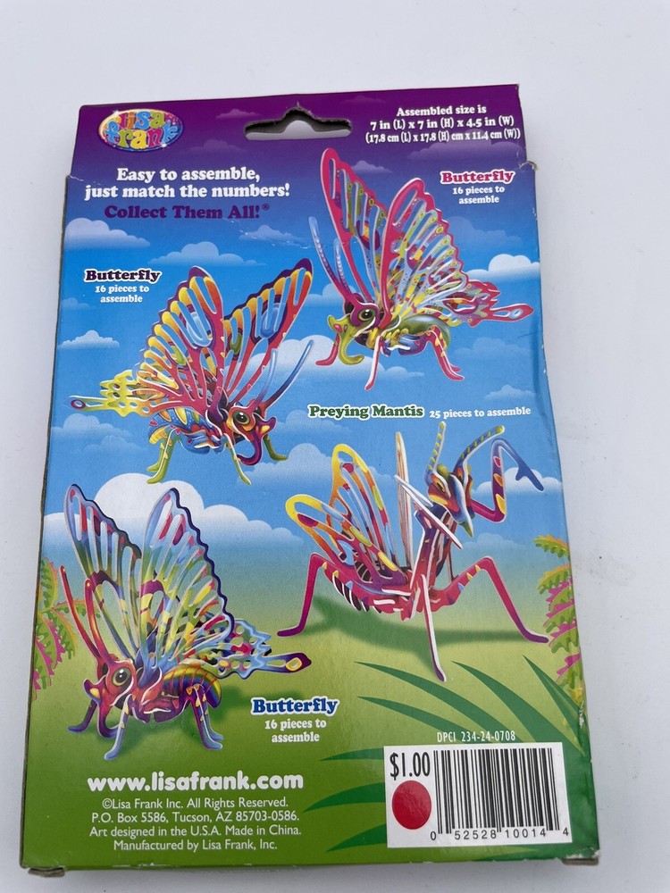 3 Lisa Frank Butterfly 3D Model Kit - Complete sets All 3 different