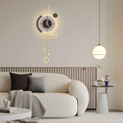 Modern Quiet Wall Clock LED Lighting Wall Clock Large Gold Decorative Wall Clock