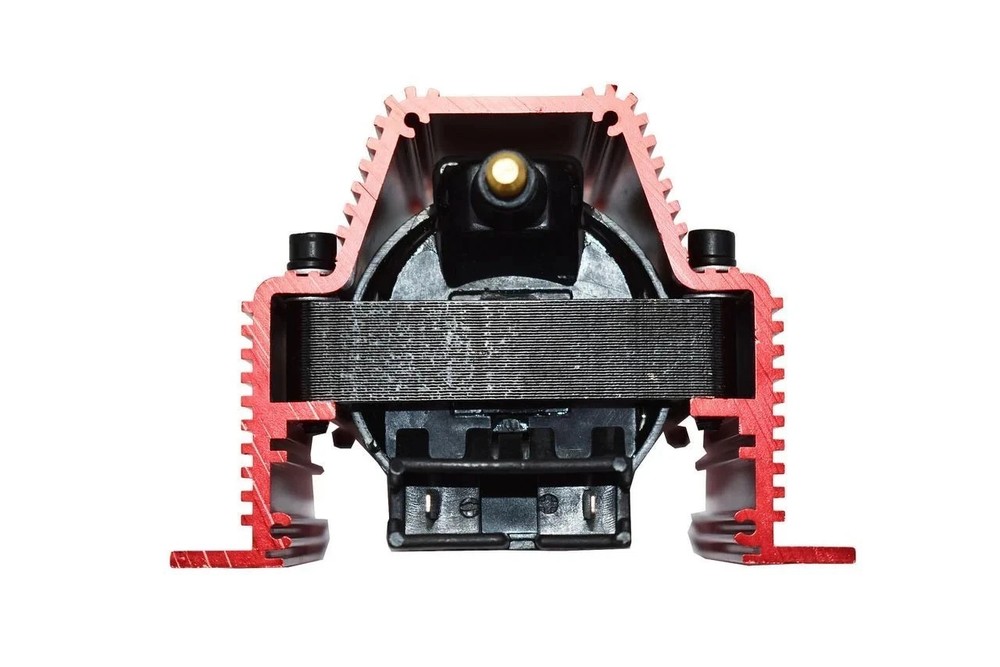 Remote E-Core Ignition Coil 50,000 Volt High Performance Square Red Aluminum
