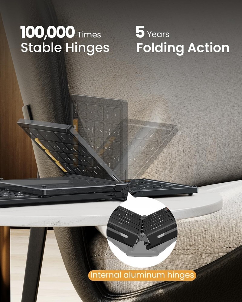 ProtoArc Foldable Keyboard and Mouse, XKM01 Folding Wireless Keyboard Mouse Comb