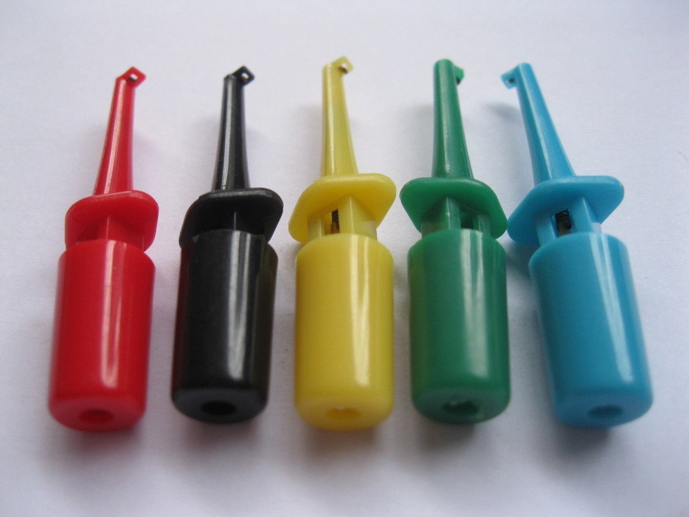 50 pcs Small Test Hook Clip Connector for Multimeter Bottom Open Red Black New
