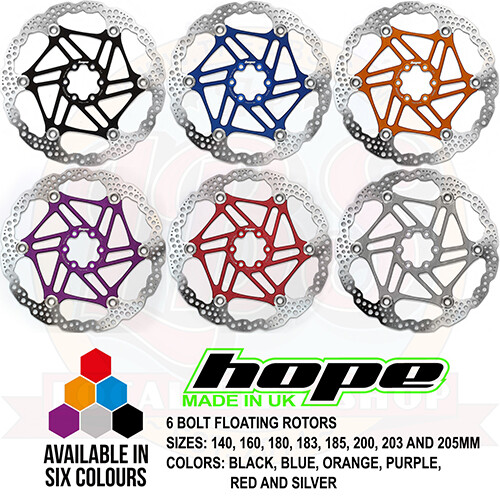 Hope 6 Bolt Floating Disc Rotor - All Colors and Sizes - Brand New