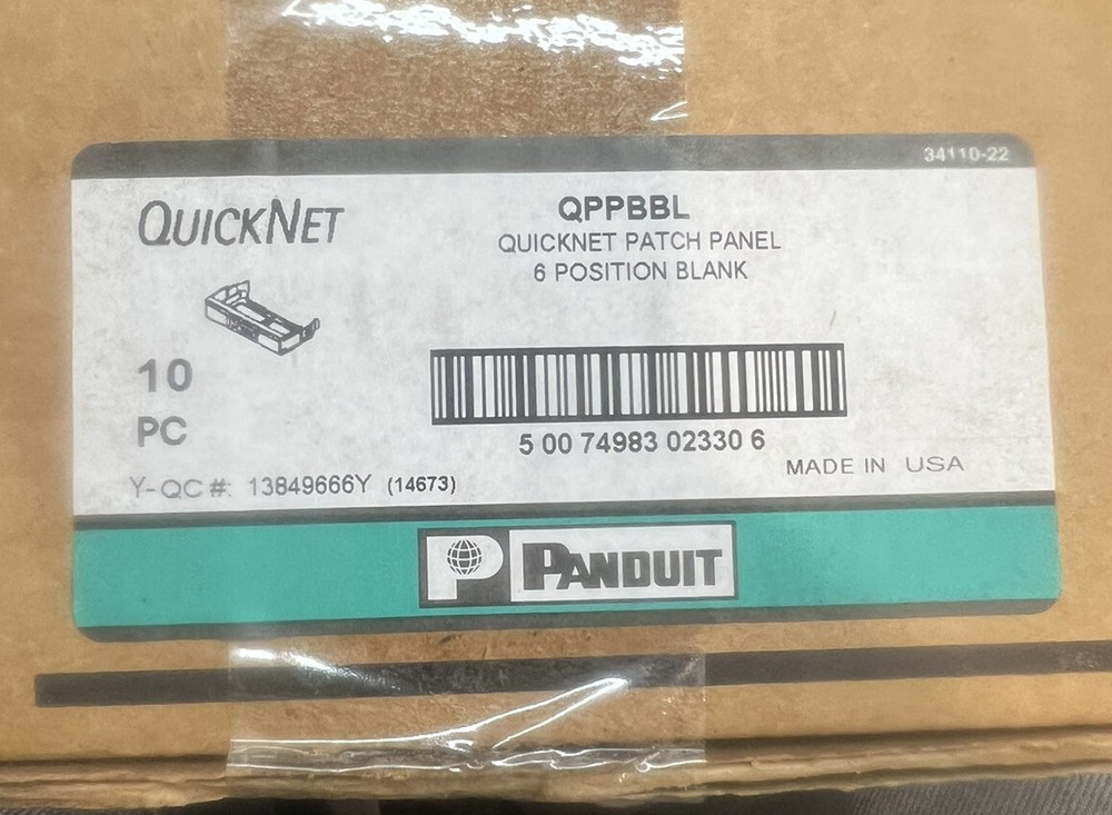 BOX OF 10 PANDUIT QPPBBL QUICKNET PATCH PANEL BLANK ADAPT