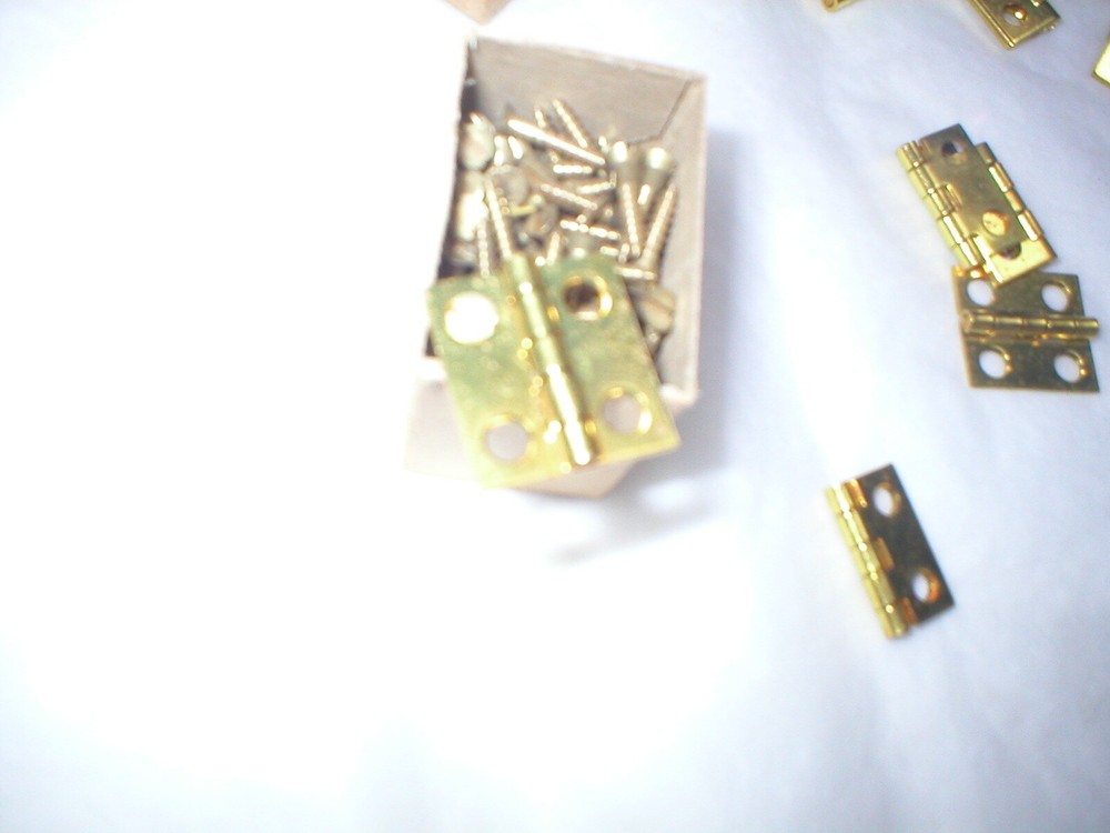 Vintage Solid Brass Hinges and Screws. 96 small hinges