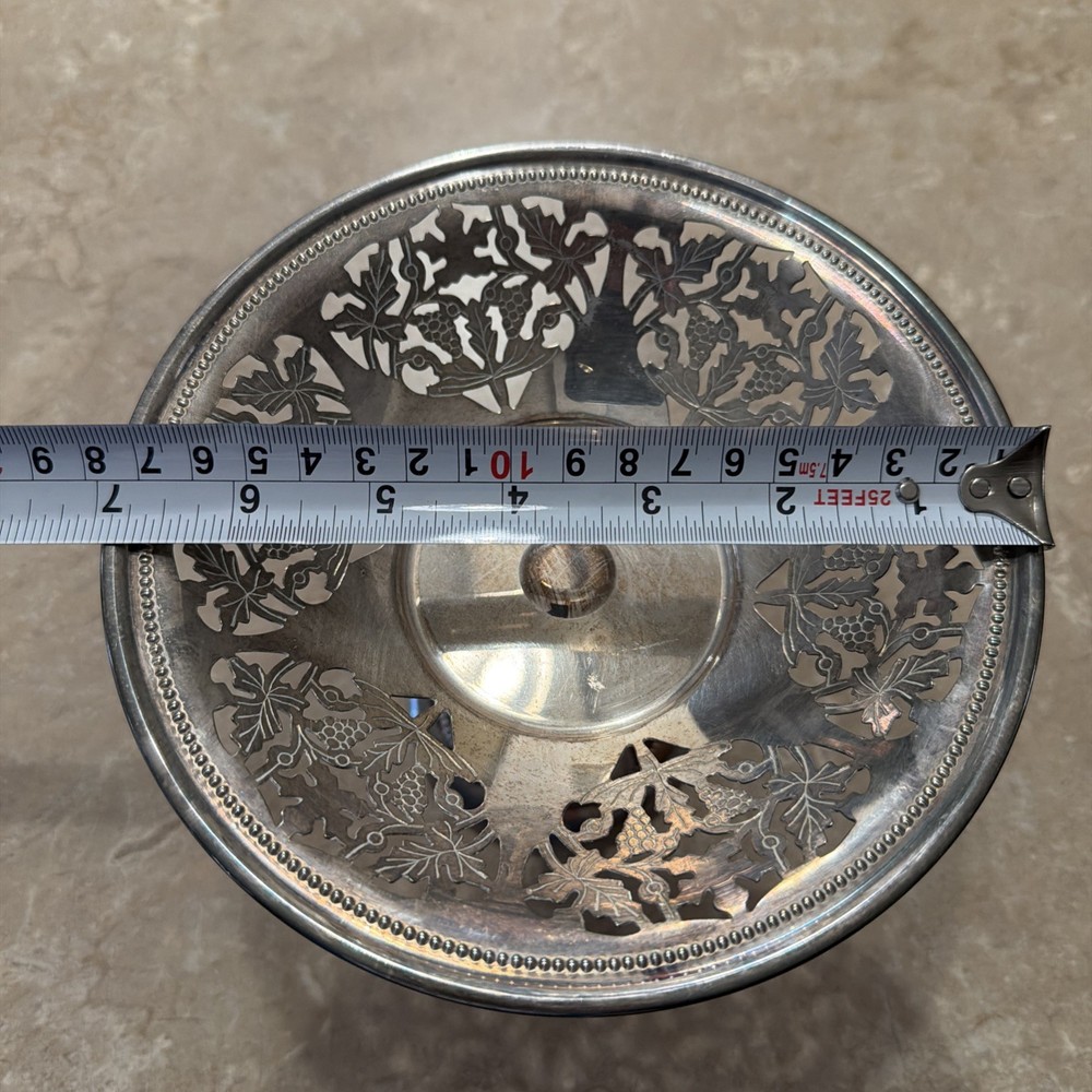 Sheffield EPC Silver Plated Compote Pedestal Dish Riser Grape Openwork 3961 VTG