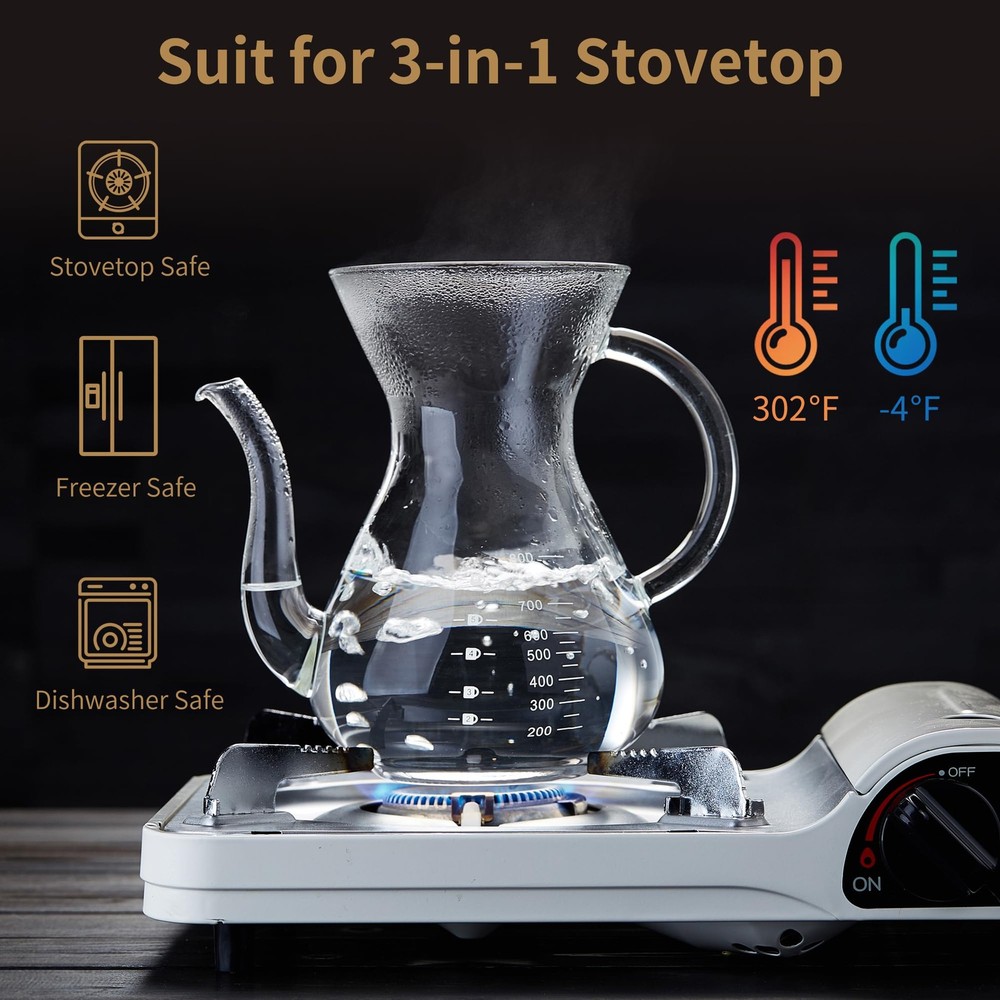 Pour Over Coffee Maker with Double Stainless Filter 34 fl oz Thickened