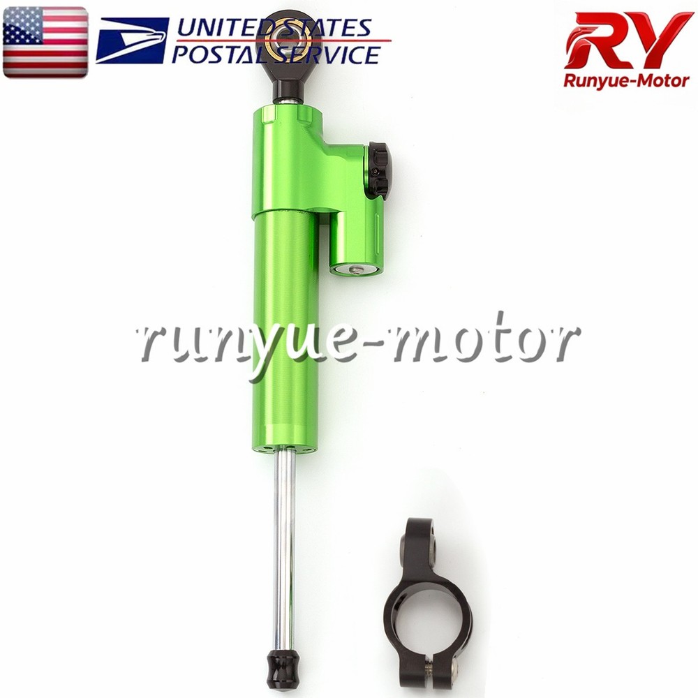 Adjustable Steering Damper Stabilizer Linear Control Universal Aluminum Green