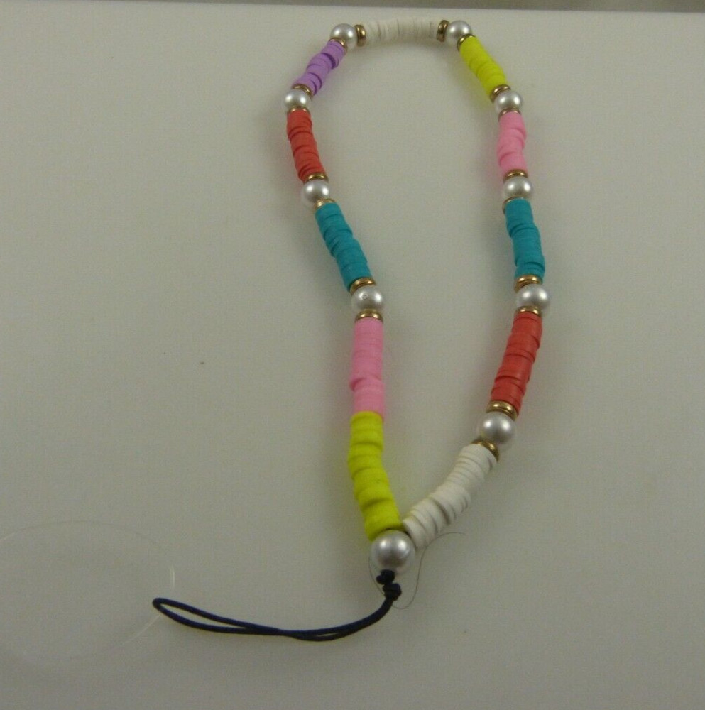 cell phone strap for phone or case multi color beads.