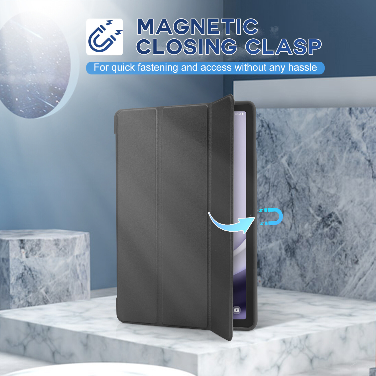 For Samsung Galaxy Tab A9+ 11" 2023 Case – Leather Stand Cover/ Screen Protector