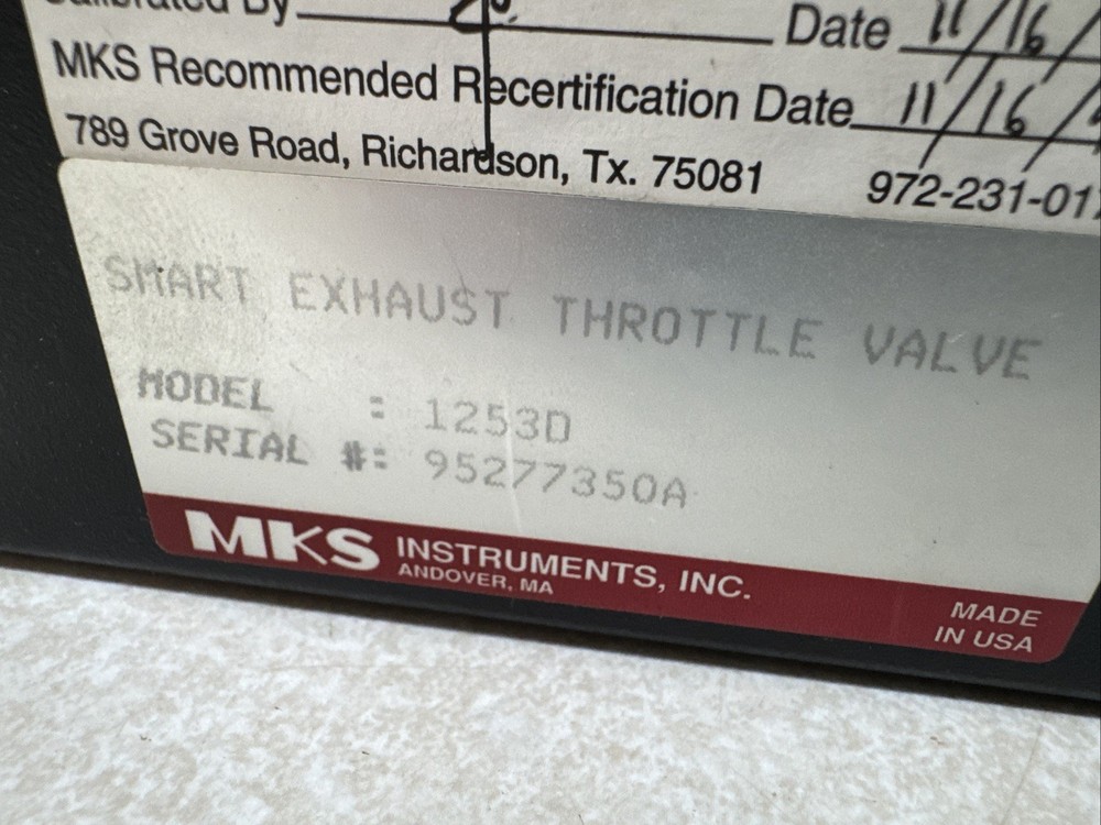 38052 MKS TYPE 1253, THROTTLE VALVE CONTROLLER 1253D