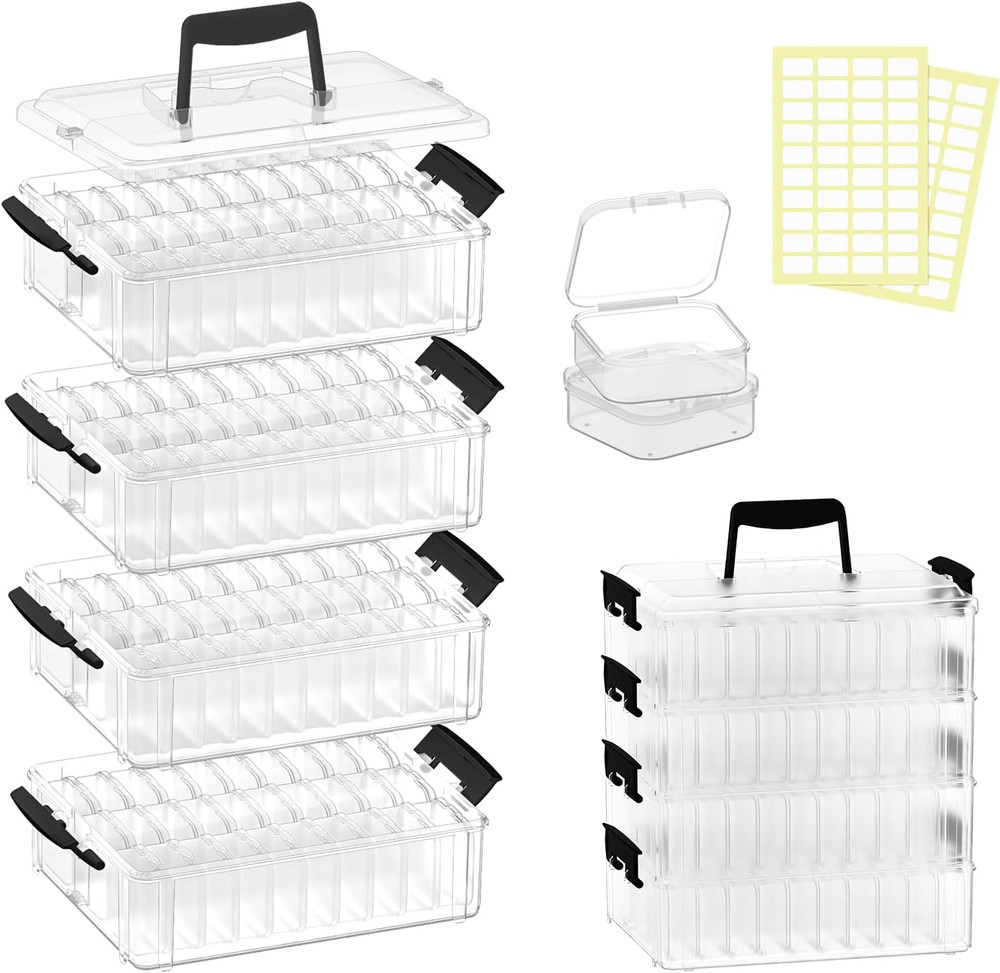 Bead Organizer Box 120 Pcs, 4-Tier Large Capacity Stackable Bead Storage Contain