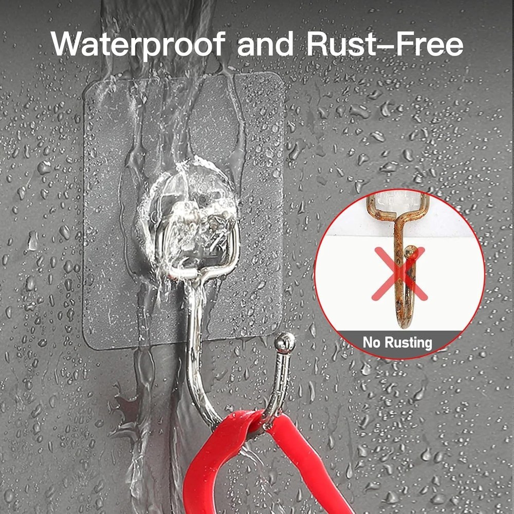 Versatile Waterproof Hooks - 10 Pack, Heavy Duty, Perfect for Kitchen & Bath