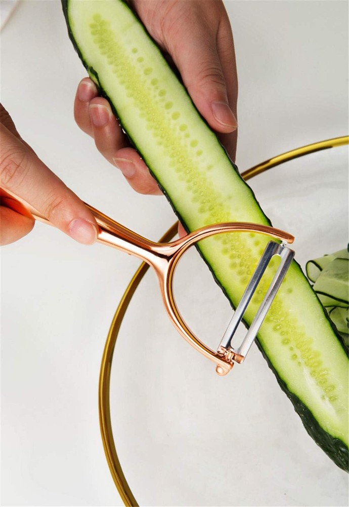 Chef Select Super-Sharp Y-shaped Vegetable Peeler, Copper-plated, Hole for hang