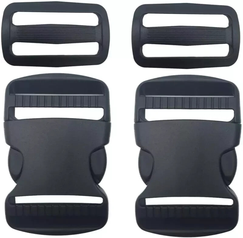 2 Set 1.5 Inch Flat Dual Adjustable Plastic Quick Side Release Plastic Buckles a