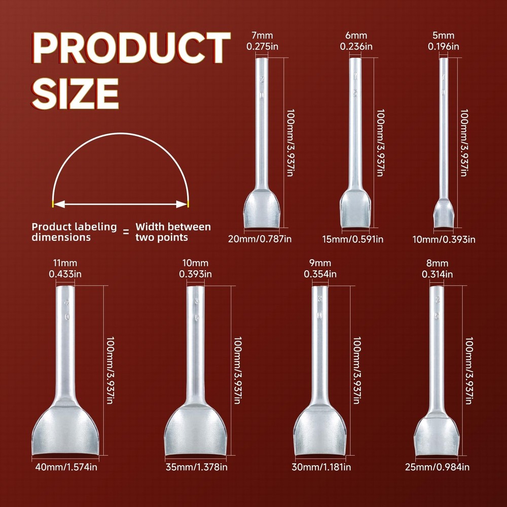7Pcs Leather Craft Tools Precision Arc-Shaped Half Round Punch Set & Edge Cut...