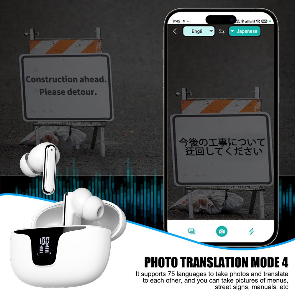 150 Languages Two Way Translator Earbuds Wireless Headphone Bluetooth Headset ——
