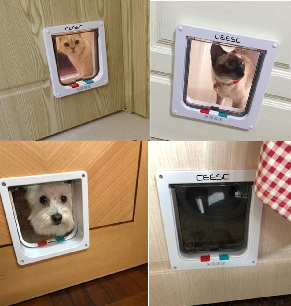 Extra Large Cat Door (Outer Size 11"X9.8"), Weatherproof, White, ABS Material, 4