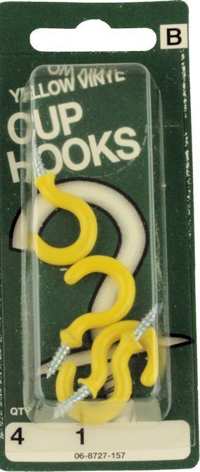 Yellow Vinyl Covered 1" Cup Hooks 4-Pack