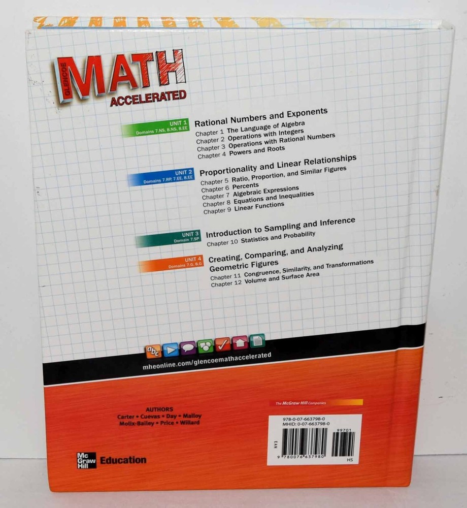 Glencoe Math Accelerated PRE-ALGEBRA 2014 Student Textbook FREE SHIPPING !!