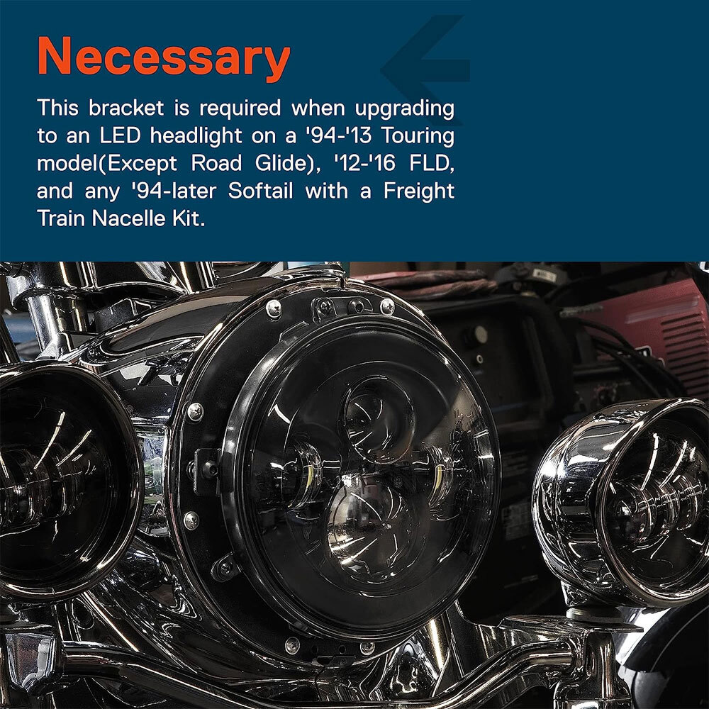 7" inch LED Headlight Hi Lo + Bracket Mounting Ring For Harley Street Glide FLHX