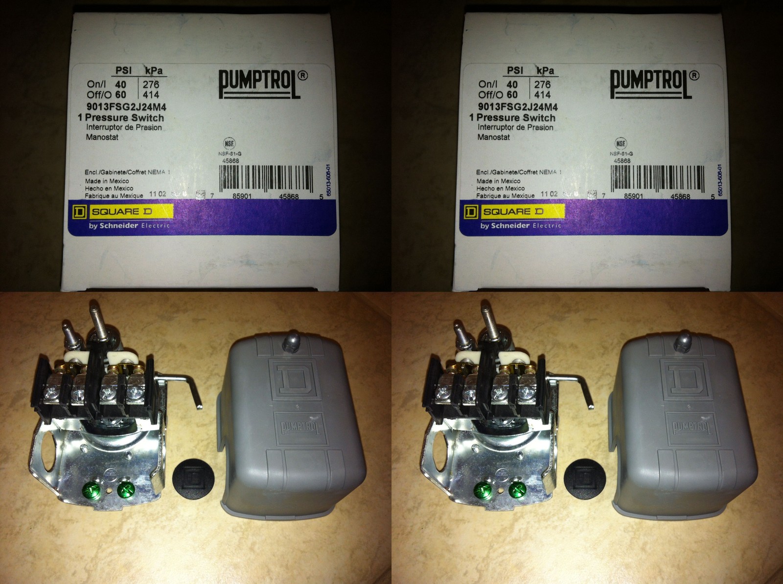 LOT OF 2 NEW PUMP PROTECTION SQUARE D WATER WELL PRESSURE SWITCH 9013FSG2J24M4