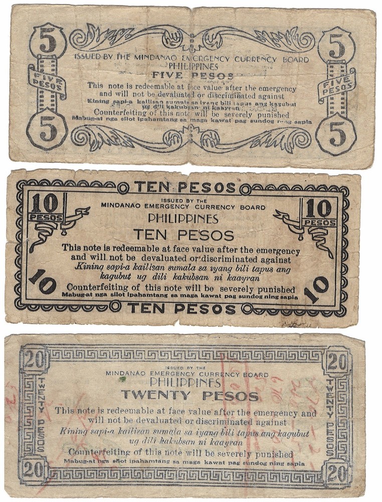 (full Set) 1944 Philippines World War II Guerrilla Issue Notes. (.50 Through 20)