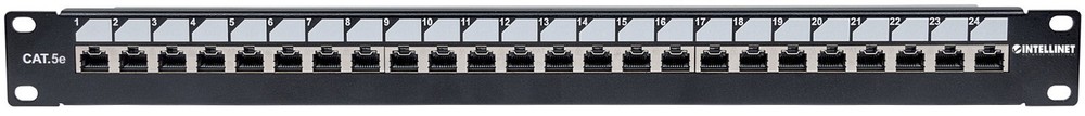 24-Port 1U Cat5e Unshielded Patch Panel, Top Entry Punch Down, Locking Function