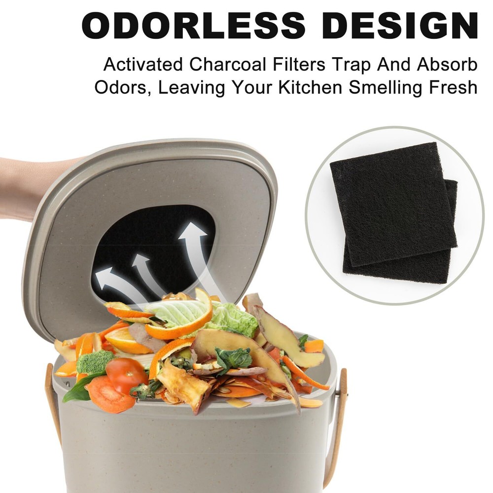 1 Gallon Compost Bin Kitchen Coutertop Compost Bin with Lid Compost Bucket