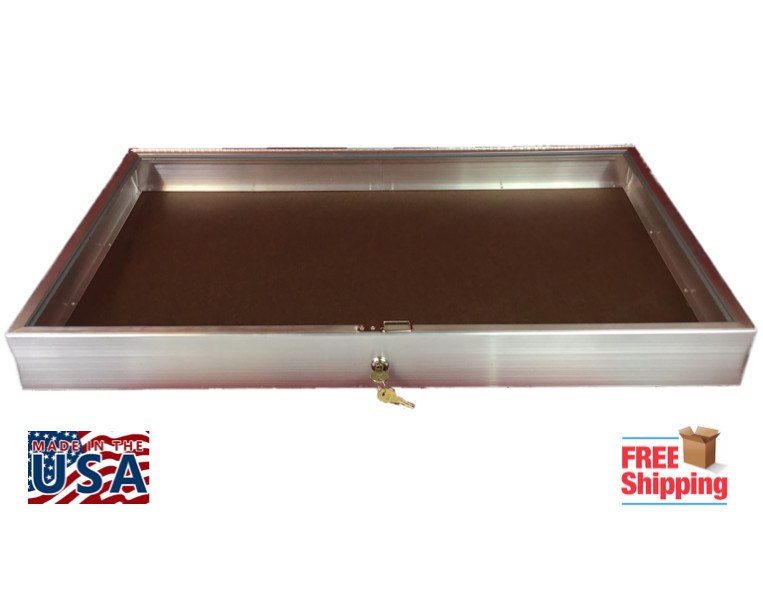 Aluminum Display Case Side Opening 34 x 22 x 3 Glass Top Showcase for Trade Show