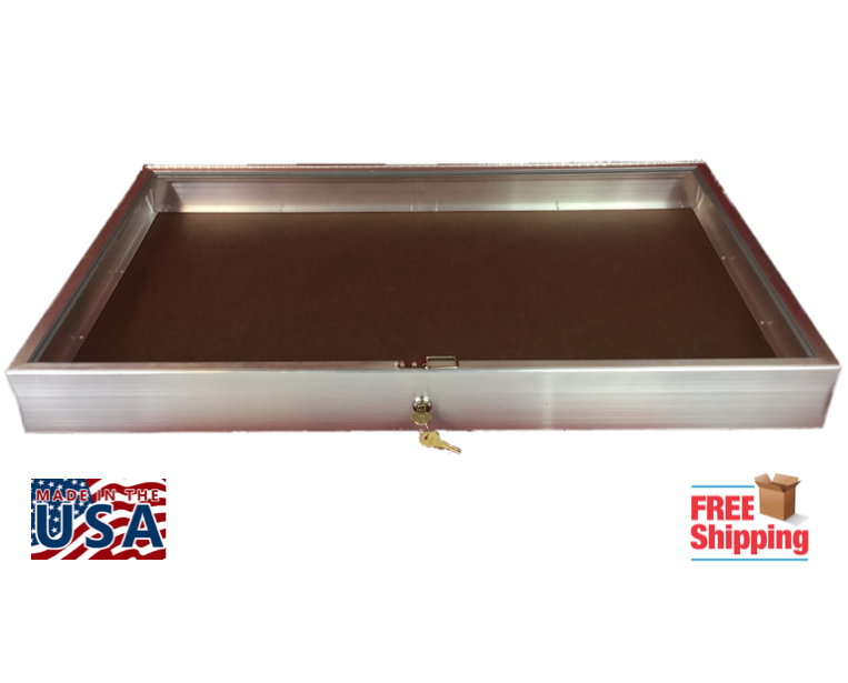 Aluminum Display Case Side Opening 34 x 22 x 3 Glass Top Showcase for Trade Show
