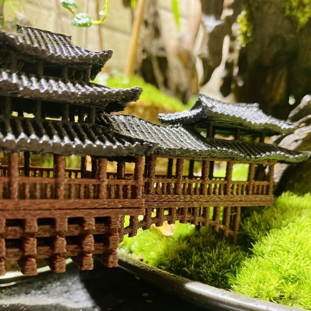 3D Mini Chinese Style Ancient Architectural Model Decoration Covered Bridge