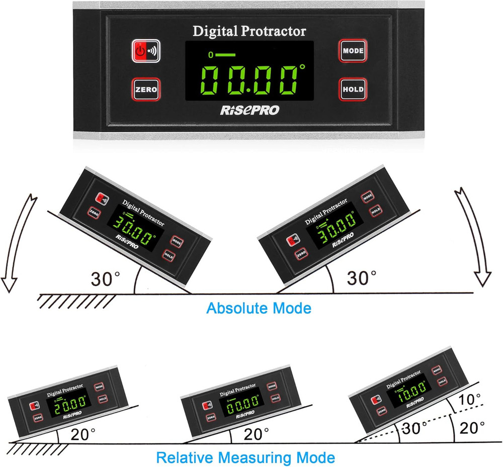Inclinometer, ® Digital Protractor Angle Finder Level Inclinometer Magnetic V-Gr