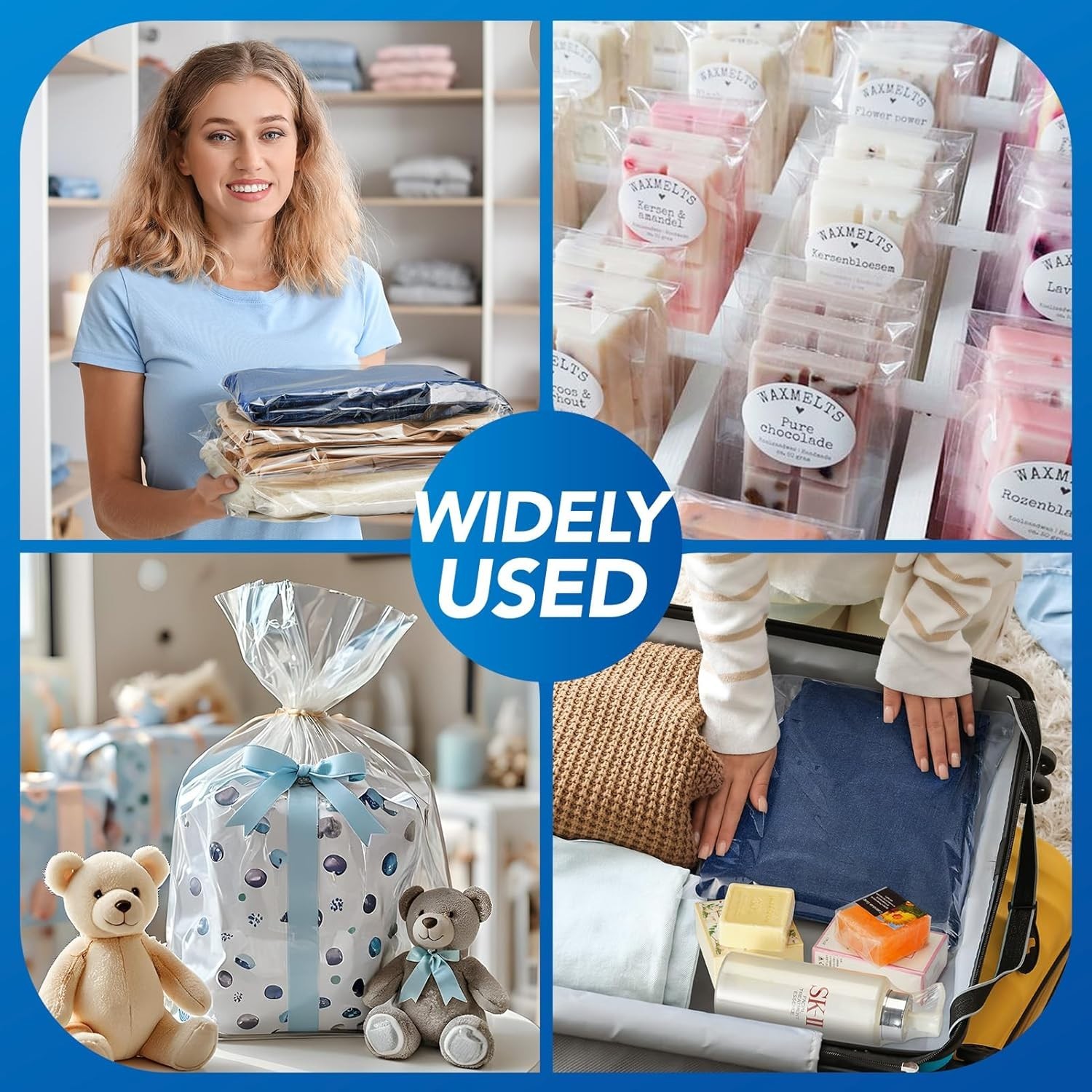 Clear Heat Shrink Wrap Film Flat Bags 14X20 100PACK Large Size for Packing Shoes