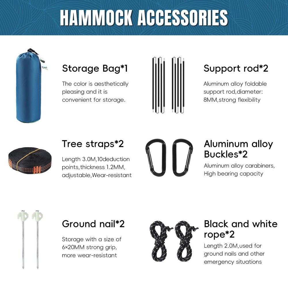 Professional Camping Hammock with Mosquito Net, Lightweight Portable Green