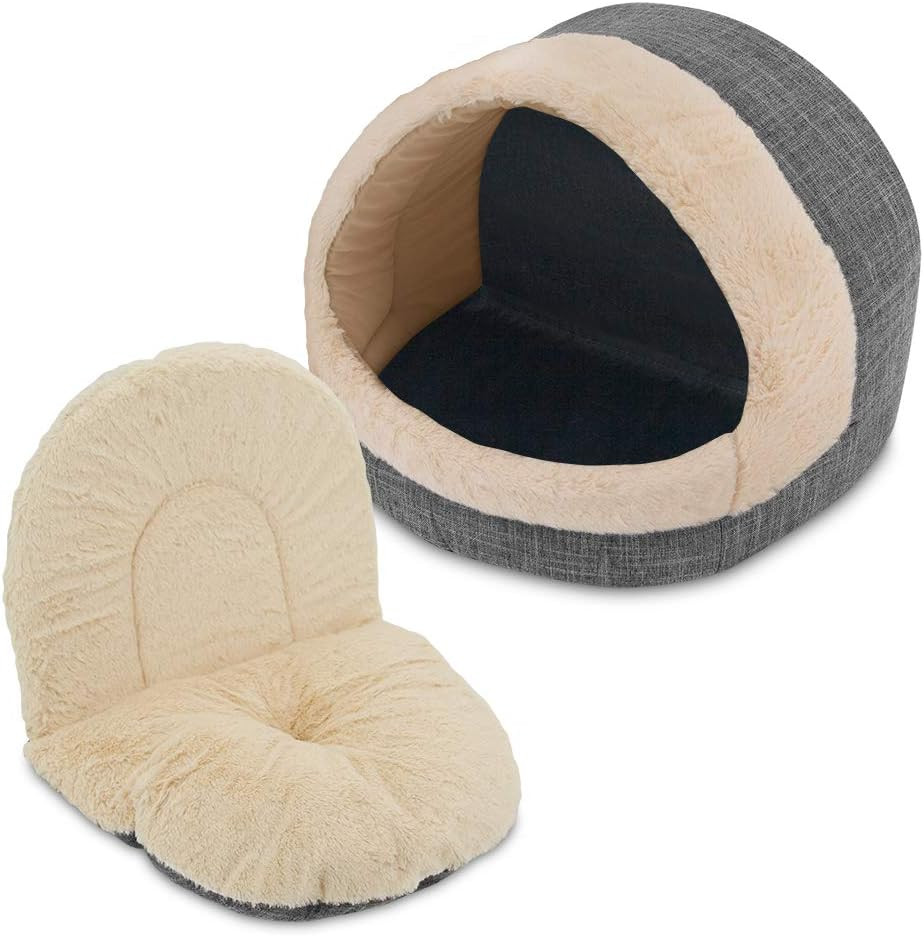 Cat Bed for Indoor Cat, Domed Tent House with Removable Pillo