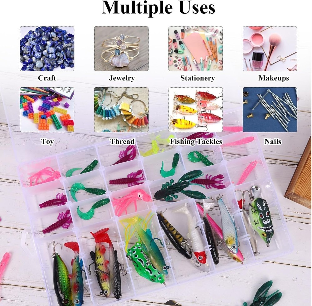 4 Pack Plastic Bead Organizer Box with Dividers