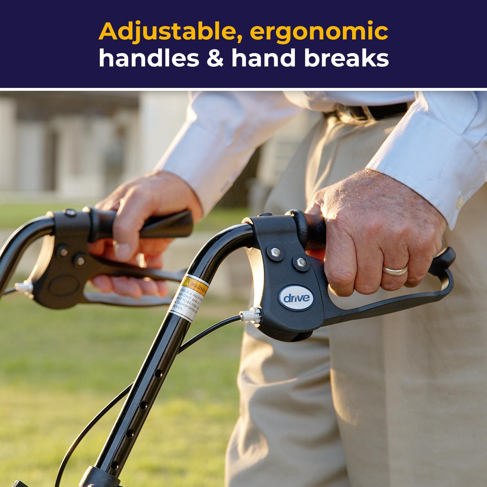 Drive Medical 10257BL-1 4 Wheel Rollator Walker With Seat, Steel Rolling Walker,