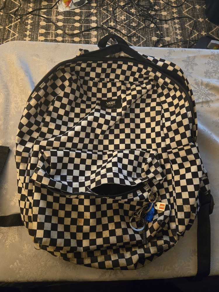 Vans Old Skool Checkerboard Backpack Black and White